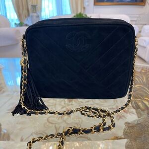 🌹SOLD🌹Chanel Vintage Quilted Black Suede Handbag